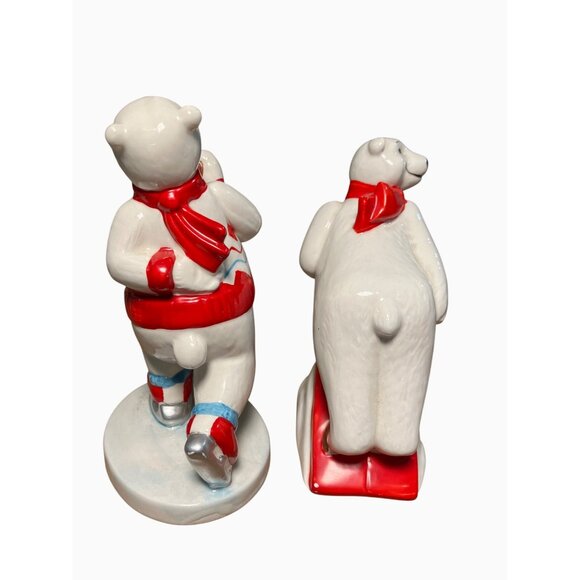 Coca-Cola Polar Bear Figurines Set   Ice Skating & Sledding  Holiday Decor - Picture 5 of 12